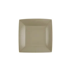 10 ASSIETTES CARTON BIO CARRÉES 18CM TAUPE