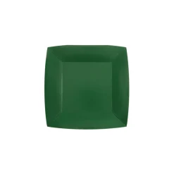 10 ASSIETTES CARTON BIO CARRÉES 18CM VERT FONÇÉ