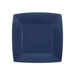 10 ASSIETTES CARTON BIO CARRÉES 23CM BLEU MARINE
