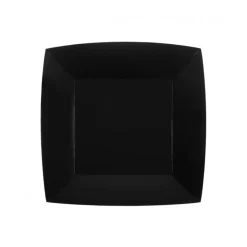 10 ASSIETTES CARTON BIO CARRÉES 23CM NOIR
