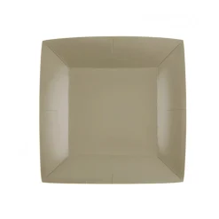 10 ASSIETTES CARTON BIO CARRÉES 23CM TAUPE