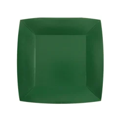 10 ASSIETTES CARTON BIO CARRÉES 23CM VERT FONÇÉ