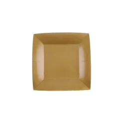 10 ASSIETTES CARTON BIO CARRÉES 18CM OR