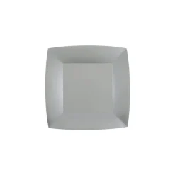 10 ASSIETTES CARTON BIO CARRÉES 18CM ARGENT