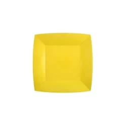 10 ASSIETTES CARTON BIO CARRÉES 18CM JAUNE