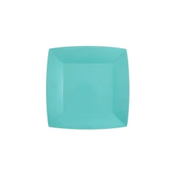 10 ASSIETTES CARTON BIO CARRÉES 18CM BLEU CIEL
