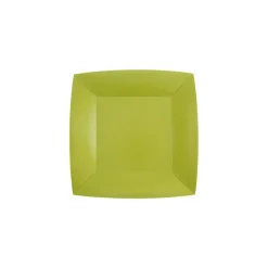 10 ASSIETTES CARTON BIO CARRÉES 18CM VERT KIWI
