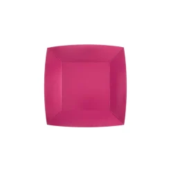 10 ASSIETTES CARTON BIOCARRÉES 18CM ROSE FUCHSIA