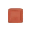 10 ASSIETTES CARTON BIO CARRÉES 18CM ROUGE BRIQUE