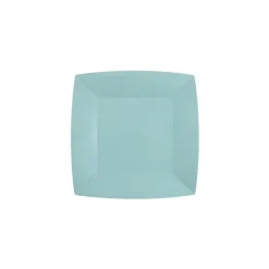 10 ASSIETTES CARTON BIO CARRÉES 18CM BLEU CLAIR