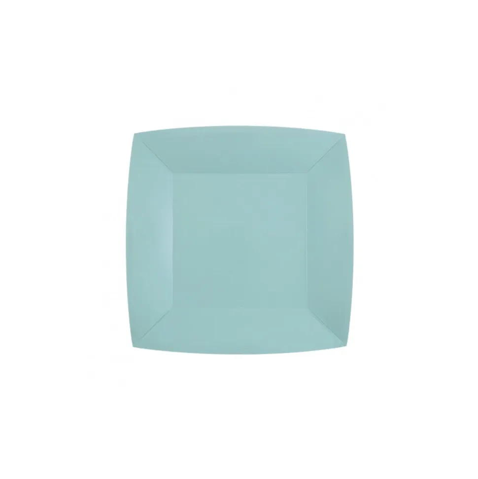 10 ASSIETTES CARTON BIO CARRÉES 18CM BLEU CLAIR