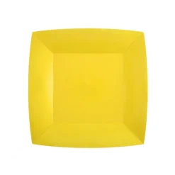 10 ASSIETTES CARTON BIO CARRÉES 23CM JAUNE