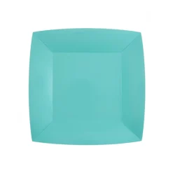 10 ASSIETTES CARTON BIO CARRÉES 23CM BLEU CIEL
