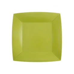10 ASSIETTES CARTON BIO CARRÉES 23CM VERT KIWI