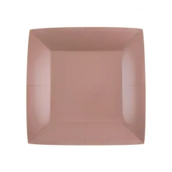 10 ASSIETTES CARTON BIO CARRÉES 23CM ROSE GOLD
