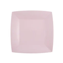 10 ASSIETTES CARTON BIO CARRÉES 23CM ROSE CLAIR
