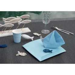 10 ASSIETTES CARTON BIO CARRÉES 23CM BLEU CLAIR