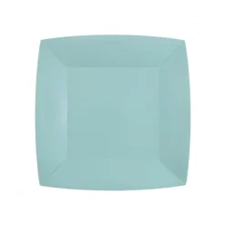 10 ASSIETTES CARTON BIO CARRÉES 23CM BLEU CLAIR