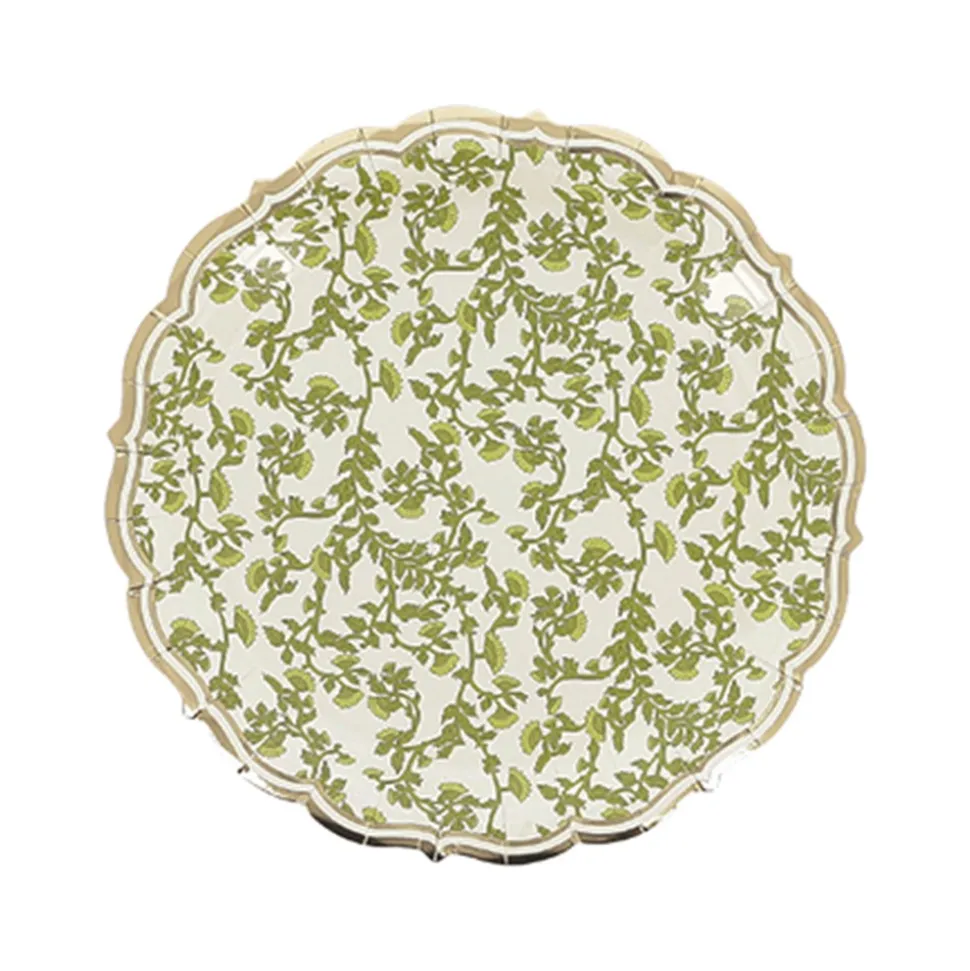 8 ASSIETTES CARTON BOTANIC 23CM PISTACHE