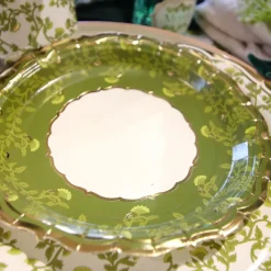 8 ASSIETTES CARTON BOTANIQUE VERTE 18CM PISTACHE