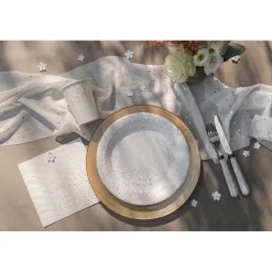 10 ASSIETTES CARTON BULLES OR 22.5CM BLANC