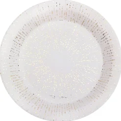 10 ASSIETTES CARTON BULLES OR 22.5CM BLANC