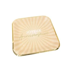 6 ASSIETTES CARTON CARRÉ ANNIVERSAIRE ÉCLAT 18CM