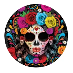 6 ASSIETTES CARTON CATRINA SQUELETTE 23CM NOIR