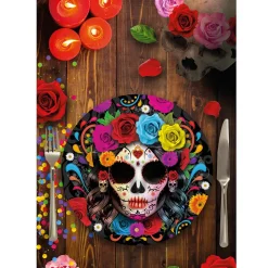 6 ASSIETTES CARTON CATRINA SQUELETTE 23CM NOIR
