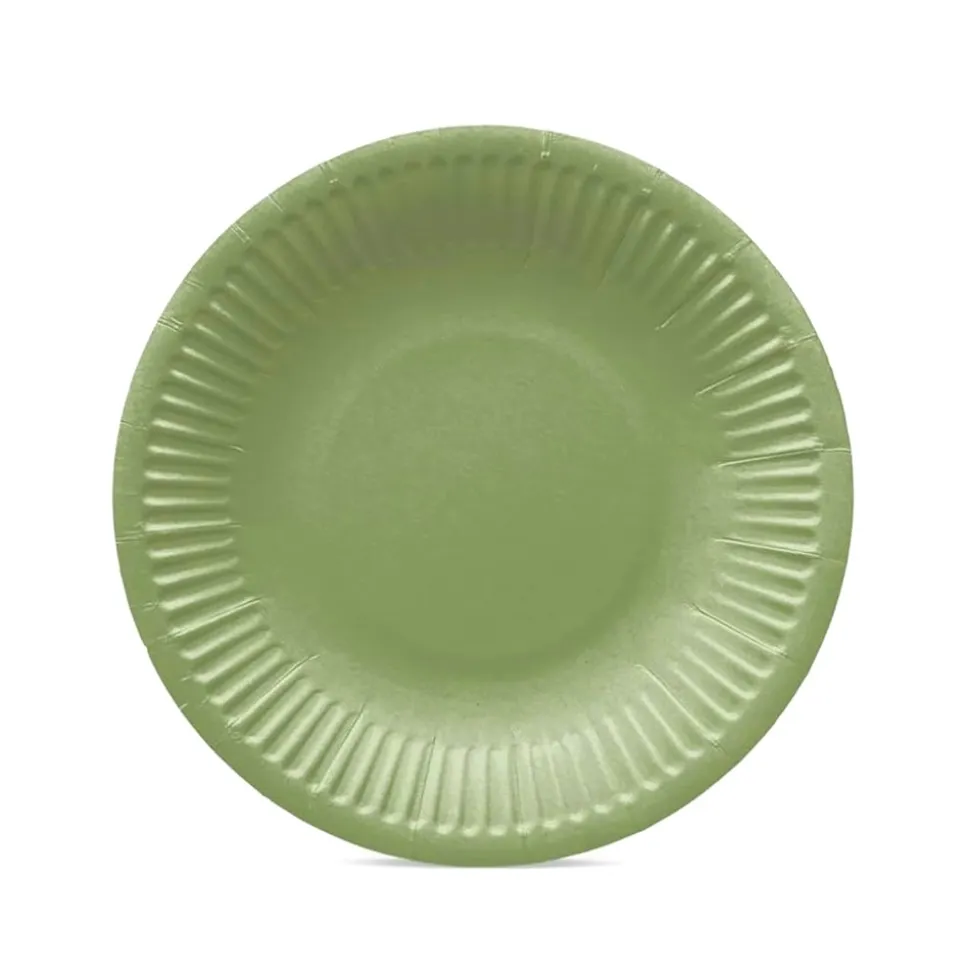 8 ASSIETTES CARTON 18CM OLIVE