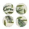8 ASSIETTES CARTON COCO PALM 18CM VERT CRÈME