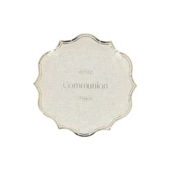 8 ASSIETTES CARTON COMMUNION LAURIER OR 18CM LIN