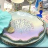 8 ASSIETTES CARTON CORAUX SIRÈNE 23CM PASTEL