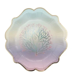 8 ASSIETTES CARTON CORAUX SIRÈNE 23CM PASTEL