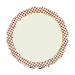 8 ASSIETTES CARTON COTTAGE VICHY 23CM AUBURN CRÈME