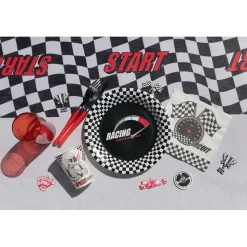 10 ASSIETTES CARTON COURSE FORMULE 1 22.5CM NOIR