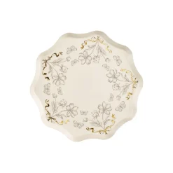 6 ASSIETTES CARTON CROQUIS FLEUR 20CM BEIGE