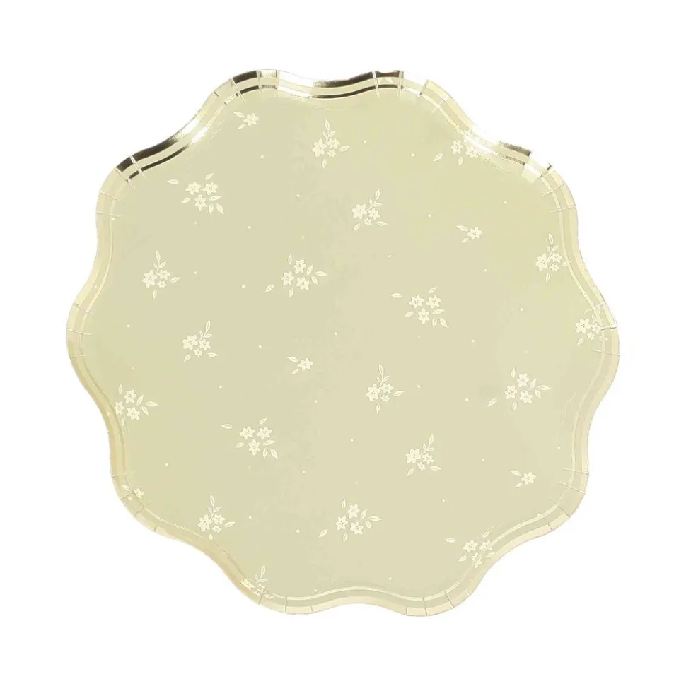 8 ASSIETTES CARTON DOUCEUR PRINTANIÈRE 23CM SAUGE