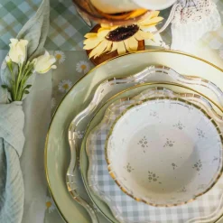 8 ASSIETTES CARTON DOUCEUR PRINTANIÈRE 23CM SAUGE