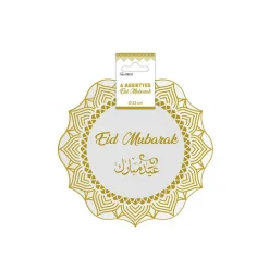 6 ASSIETTES CARTON EID MUBARAK 23CM OR
