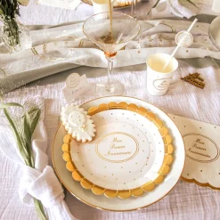8 ASSIETTES CARTON 1ER ANNIVERSAIRE 23CM BLANC