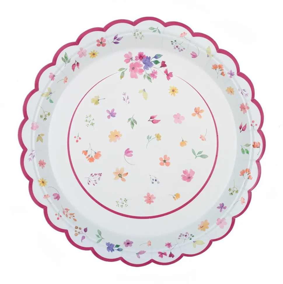 6 ASSIETTES CARTON FESTON PRINTEMPS FLEURI 23CM