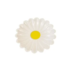 6 ASSIETTES CARTON FLEUR MARGUERITE 18CM BLANC