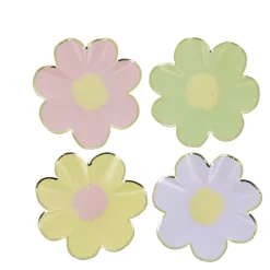 8 ASSIETTES CARTON FLEURS 18CM PASTEL