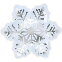 8 ASSIETTES CARTON FLOCON ARGENT 23CM BLEU GLACIER