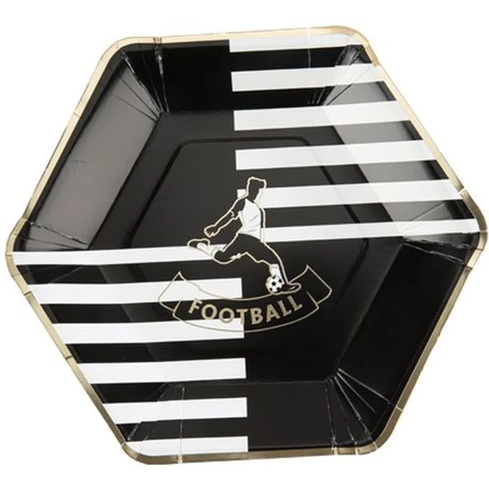 8 ASSIETTES CARTON FOOT RÉTRO 23X26CM BLANC NOIR