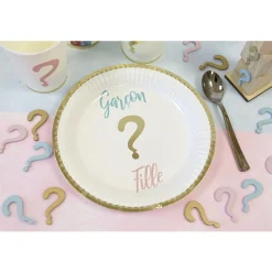 6 ASSIETTES CARTON GENDER REVEAL 18CM BLANC