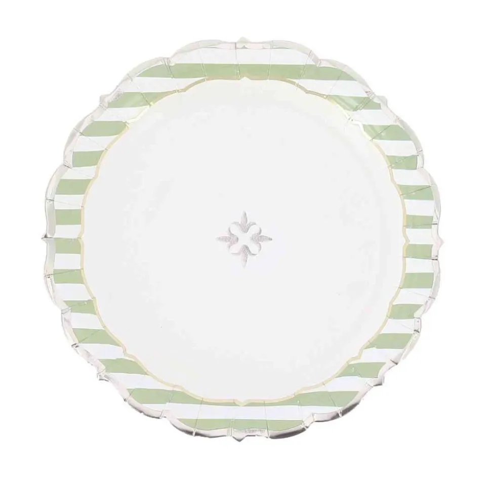 8 ASSIETTES CARTON JARDIN FRANÇAISE 18CM CRÈME