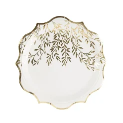 8 ASSIETTES CARTON JOLIS BRINS 23CM BLANC