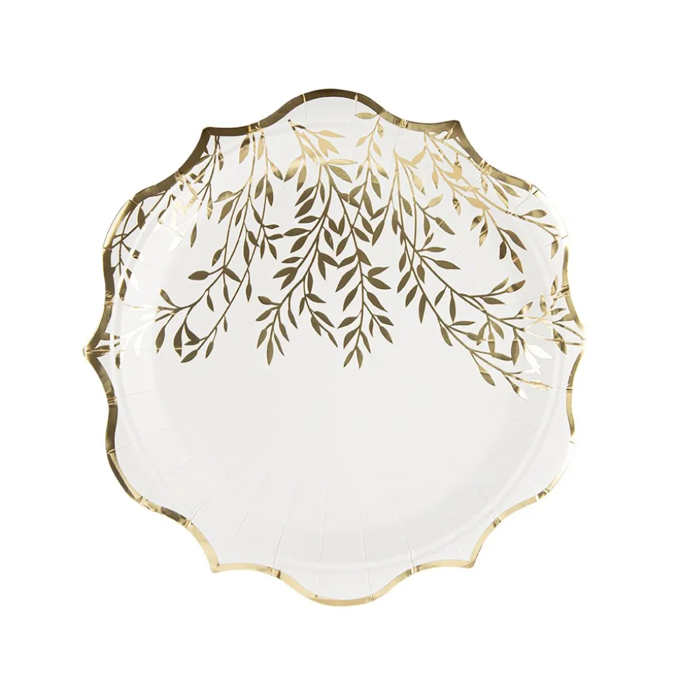 8 ASSIETTES CARTON JOLIS BRINS 23CM BLANC